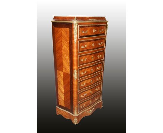 Bellissimo secretaire del 1800 in bois de rose Stile Transizione con marmo e bronzi