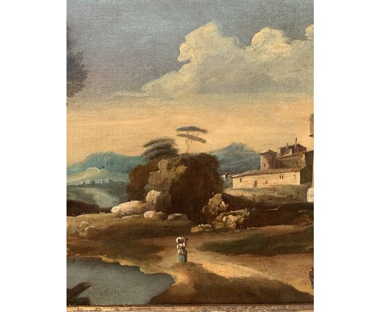 Francesco Tironi (Venezia 1745 - Venezia 1797) - Paesaggio veneto con pastori e armenti.