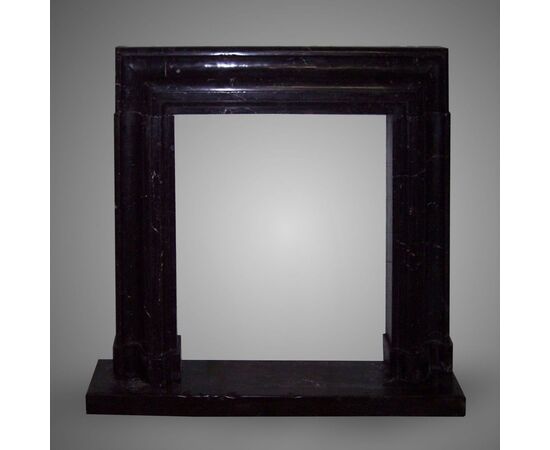 Antique fireplace in black marquinia marble from the 19th century     