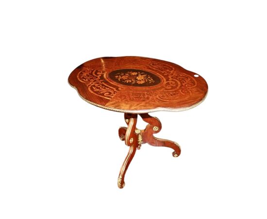 Tavolino a vela stile Luigi XV in legno di bois de violette del 1800
