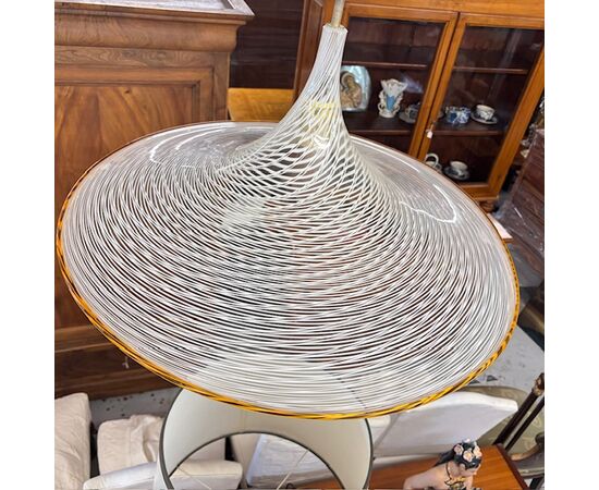 Lampadario Chandelier  Murano anni 70 Venini Cappello di Strega diametro 62 