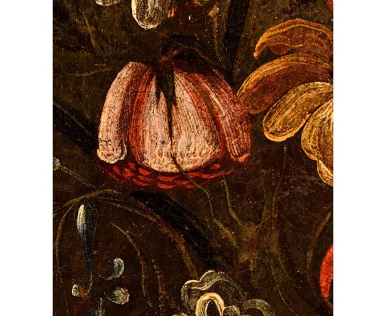 Natura morta di fiori in un vaso classico, Maestro del vaso a grottesche (attivo a Roma e Napoli nel primo quarto del XVII secolo)