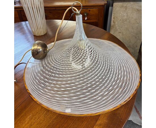 Lampadario Chandelier  Murano anni 70 Venini Cappello di Strega diametro 62 
