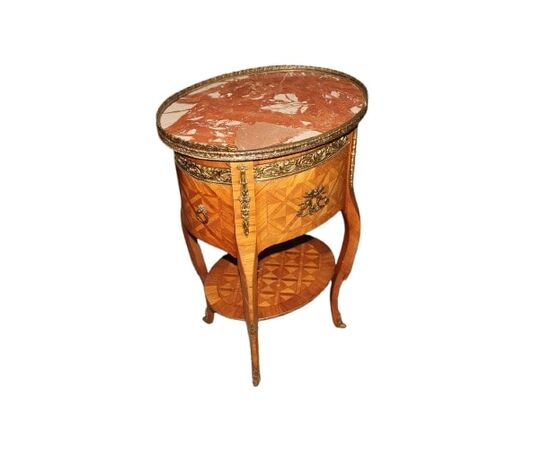 Tavolino comodino francese del 1800 Stile Luigi XV in Bois de Rose
