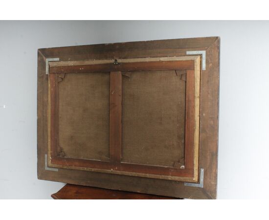 Antico dipinto olio su tela fiammingo epoca XIX sec . Grande qualità scena rurale campestre. Mis 96 x 64 