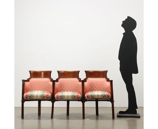 Tre Poltrone Vintage da Cinema o Teatro