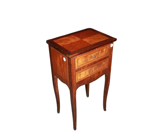 Comodino Francese di fine 1800 Stile Transizione in legno di Bois de Rose e Noce