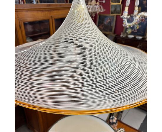 Lampadario Chandelier  Murano anni 70 Venini Cappello di Strega diametro 62 