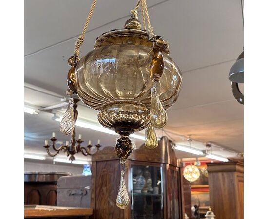 Antico lampadario vetro Murano  Vittorio Zecchin Liberty anni 30 Mis H 95 .