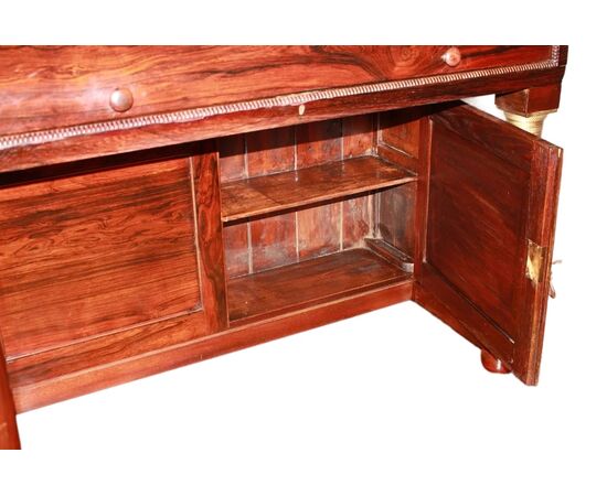 Libreria con piano scrittoio Francese Stile Impero in legno di Palissandro XIX secolo