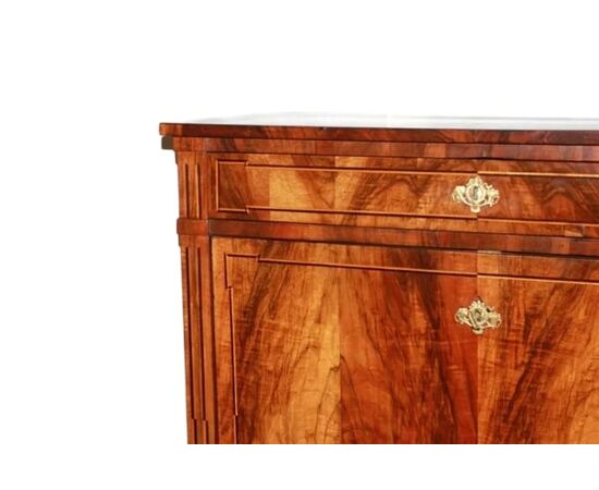Secretaire francese di fine 1700 stile Luigi XVI in legno di noce Fiammato