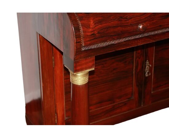 Libreria con piano scrittoio Francese Stile Impero in legno di Palissandro XIX secolo