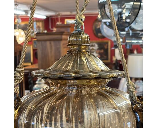 Antico lampadario vetro Murano  Vittorio Zecchin Liberty anni 30 Mis H 95 .