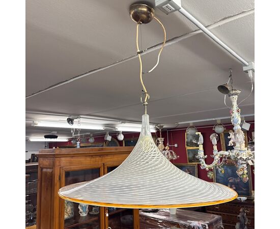 Lampadario Chandelier  Murano anni 70 Venini Cappello di Strega diametro 62 