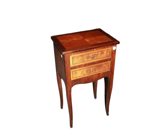 Comodino Francese di fine 1800 Stile Transizione in legno di Bois de Rose e Noce