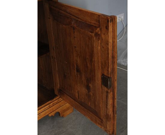 Antica credenza doppio corpo toscana pioppo massello XIX sec . restaurata naturale .Dispensa mis 125 x 50 . h 203