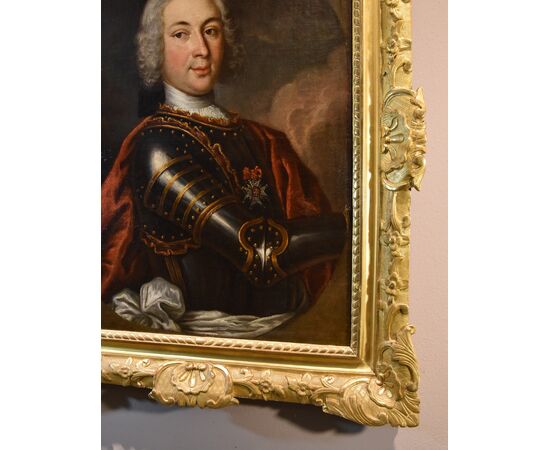 Gentiluomo in armatura, Hyacinthe RIGAUD (Perpignan 1659 - Parigi 1743) Scuola di