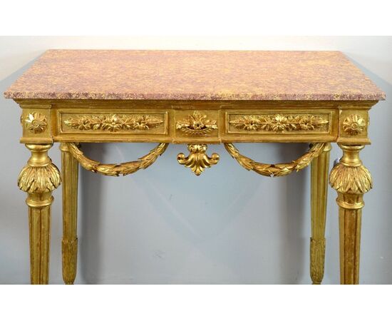 Consolle Luigi XVI in legno dorato, Genova 1785 circa