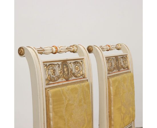 Coppia Sedie in Stile Neoclassico Italia Ultimo Quarto XIX Secolo