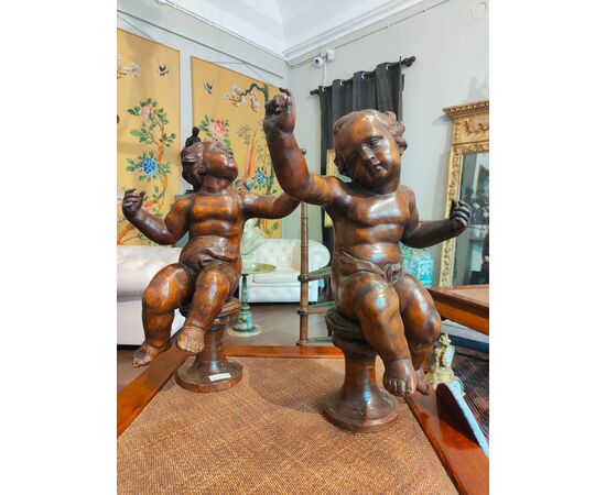 Coppia di Angeli in legno XVII secolo