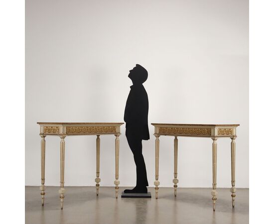 Coppia Consolle in Stile Neoclassico Italia Ultimo Quarto XIX Secolo