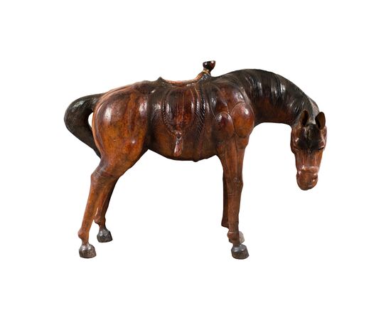 Cavallo giocattolo rivestito cuoio. Italia, XX sec.