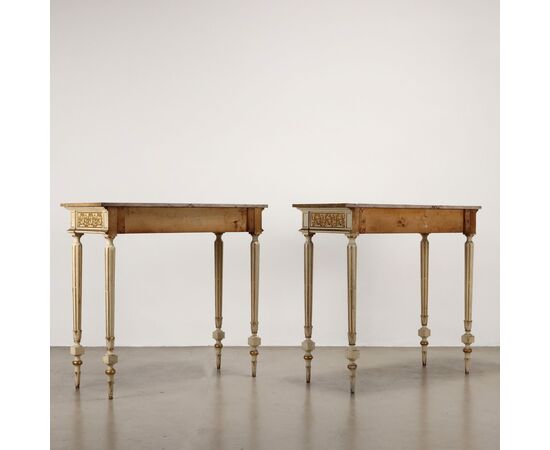 Coppia Consolle in Stile Neoclassico Italia Ultimo Quarto XIX Secolo