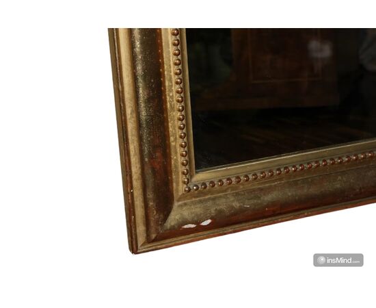 Grande Specchiera Francese Stile Luigi XVI in Legno dorato Foglia Oro