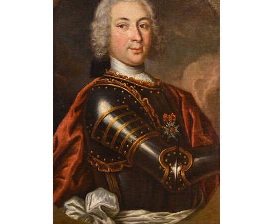 Gentiluomo in armatura, Hyacinthe RIGAUD (Perpignan 1659 - Parigi 1743) Scuola di