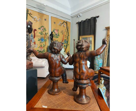 Coppia di Angeli in legno XVII secolo