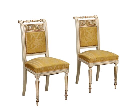 Coppia Sedie in Stile Neoclassico Italia Ultimo Quarto XIX Secolo