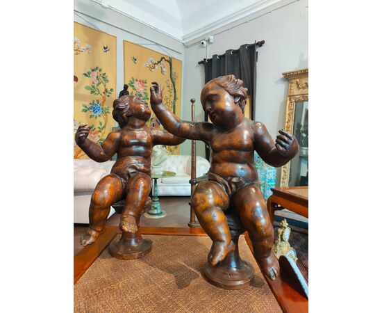 Coppia di Angeli in legno XVII secolo