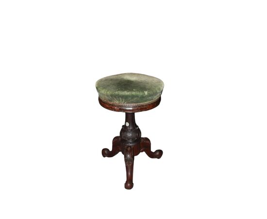 Pouf Girevole Sgabello da Pianoforte Vittoriano del 1800