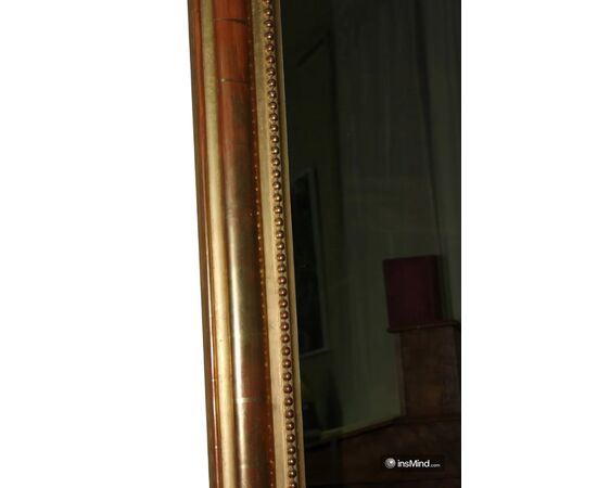 Grande Specchiera Francese Stile Luigi XVI in Legno dorato Foglia Oro