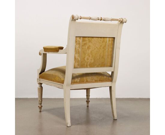Coppia Poltrone con Poggia Piedi in Stile Neoclassico Italia Ultimo Quarto XIX Secolo