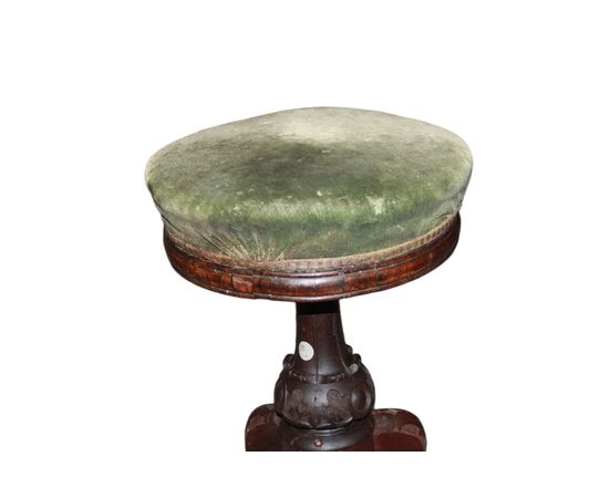 Pouf Girevole Sgabello da Pianoforte Vittoriano del 1800