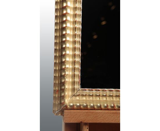 Coppia di specchiere rettangolari in legno dorato foglia oro del 1800