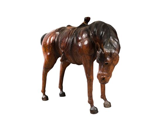 Cavallo giocattolo rivestito cuoio. Italia, XX sec.