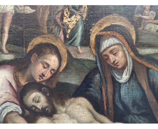 Dipinto raffigurante la Deposizione di Cristo, la Resurrezione e l'Ultima Cena