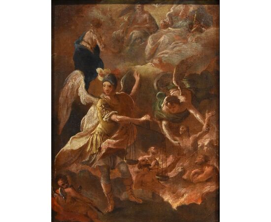 Psicostasia dell'Arcangelo Michele (bozzetto), Luca Giordano (Napoli, 1634 – 1705) bottega di