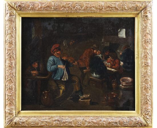 Olio su tela. Scuola fiamminga epoca pieno 600