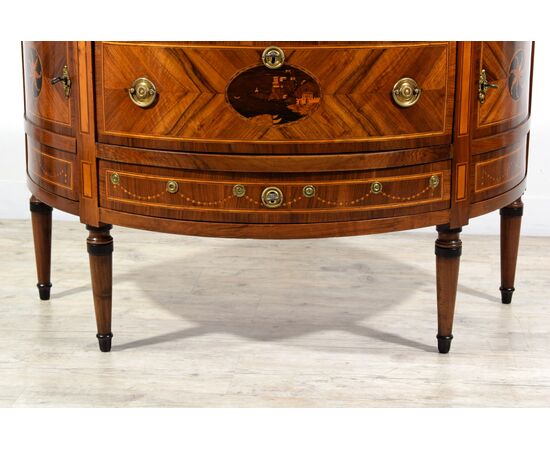 Commode a demi lune neoclassico, Piemonte, fine XVIII secolo