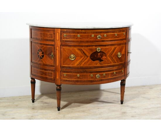 Commode a demi lune neoclassico, Piemonte, fine XVIII secolo