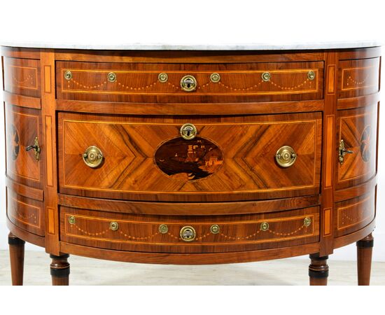 Commode a demi lune neoclassico, Piemonte, fine XVIII secolo