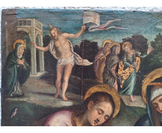 Dipinto raffigurante la Deposizione di Cristo, la Resurrezione e l'Ultima Cena