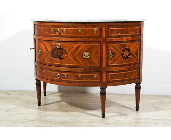 Commode a demi lune neoclassico, Piemonte, fine XVIII secolo