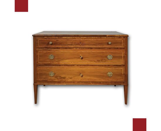 CASSETTONE NEOCLASSICO IN NOCE E CILIEGIO FINE XVIII SECOLO 