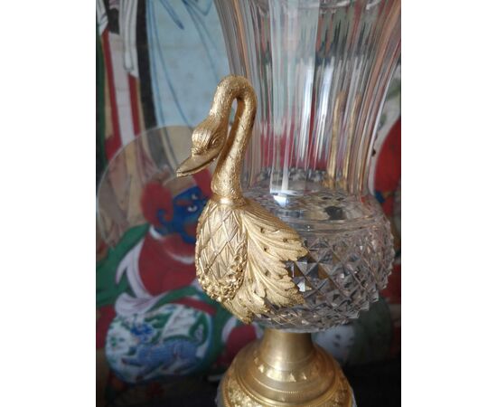 Importante coppia di vasi in bronzo e cristallo, Impero