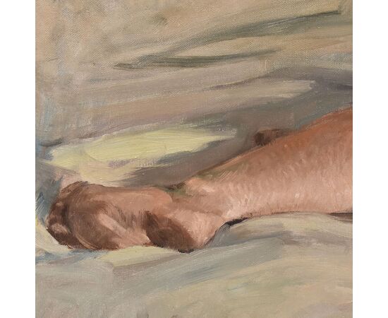 Dipinti Nudità Femminile, Quadri Di Nudi di Donna Vista Di Schiena, Olio Su Tela, Novecento. (QN651)