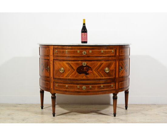 Commode a demi lune neoclassico, Piemonte, fine XVIII secolo
